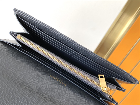 Y.S.L CASSANDRA MATELASS?? LARGE FLAP WALLET IN GRAIN DE POUDRE EMBOSSED LEATHER Grey Color Gold Tone Metal