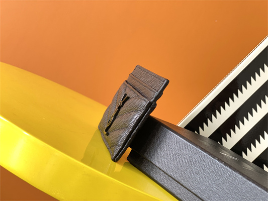 Y.S.L MONOGRAM MATELASS?? CARD CASE IN GRAIN DE POUDRE EMBOSSED LEATHER Black Color Black Tone Metal