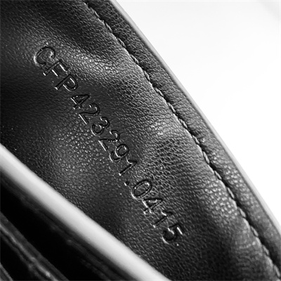 Y.S.L MONOGRAM MATELASS?? CARD CASE IN CROCODILE EMBOSSED LEATHER Black Color Gold Tone Metal