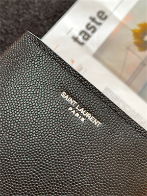 Y.S.L PARIS EAST/WEST WALLET IN GRAIN DE POUDRE EMBOSSED LEATHER Black Color