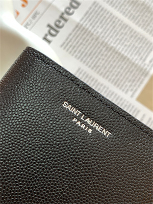 Y.S.L CONTINENTAL WALLET IN GRAIN DE POUDRE LEATHER Black Color