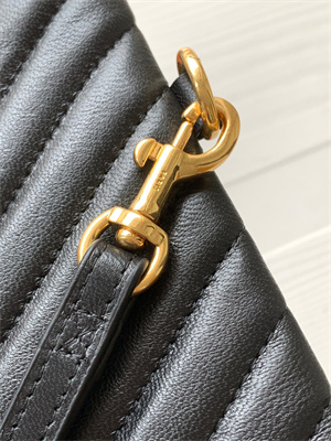 Y.S.L CASSANDRA MATELASS?? A5 POUCH IN QUILTED LEATHER Black Color Gold Tone Metal