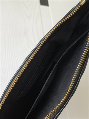 Y.S.L CASSANDRA MATELASS?? A5 POUCH IN QUILTED LEATHER Black Color Gold Tone Metal