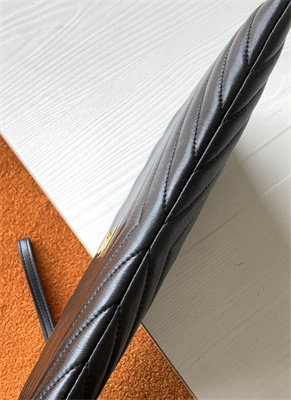 Y.S.L CASSANDRA MATELASS?? TABLET POUCH IN QUILTED LEATHER Black Color Gold Tone Metal