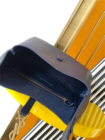 Y.S.L LE 5 A 7 Supple SMALL HOBO BAG In Navy Leather