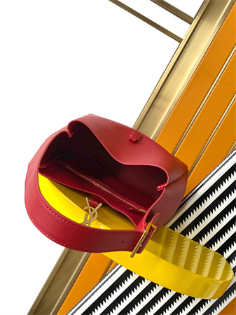 Y.S.L LE 5 A 7 Supple SMALL HOBO BAG In Red Leather