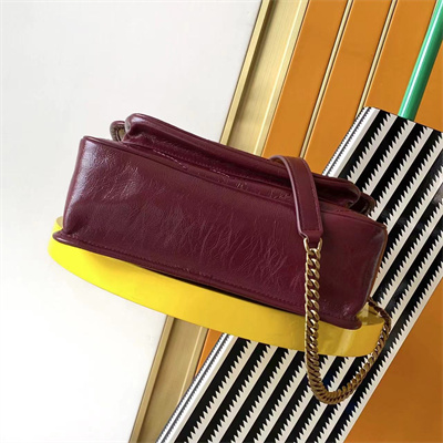 Y.S.L NIKI MEDIUM In Vintage Leather Burgundy Color