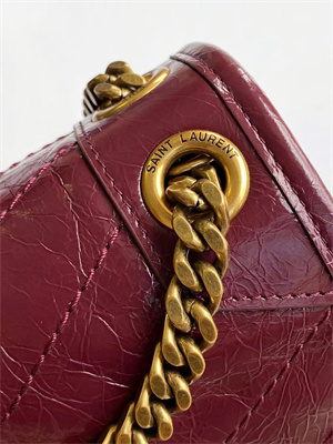 Y.S.L NIKI MEDIUM In Vintage Leather Burgundy Color