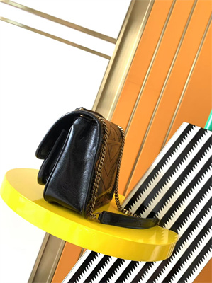 Y.S.L NIKI BABY In Vintage Leather Black-Gold Color