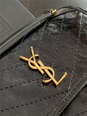 Y.S.L NIKI BABY In Vintage Leather Black-Gold Color