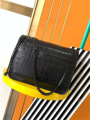 Y.S.L NIKI MEDIUM In Vintage Crocodile embossed Leather Black Color