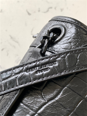 Y.S.L NIKI MEDIUM In Vintage Crocodile embossed Leather Black Color