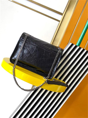 Y.S.L NIKI BABY In Vintage Leather Black-Silver Chain Color