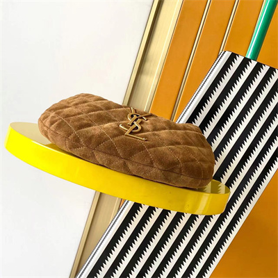 YSL ICARINO In Quilted Suede Cognac