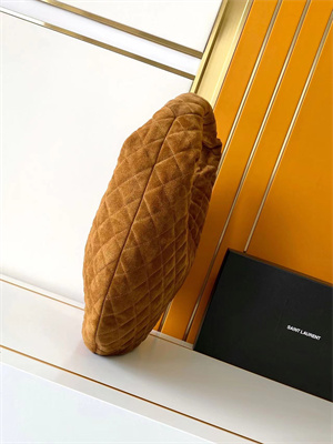 YSL ICARE HOBO In Quilted Suede Cognac