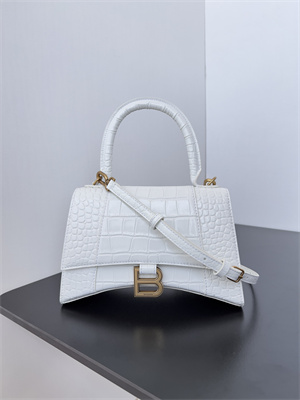 Women’s Hourglass Small Handbag Crocodile Embossed In White-Gold