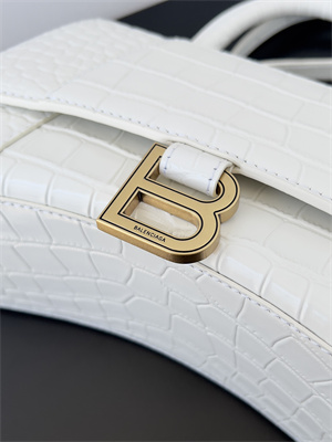 Women’s Hourglass Small Handbag Crocodile Embossed In White-Gold