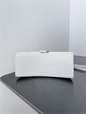 Women’s Hourglass Small Handbag Crocodile Embossed In White-Silver