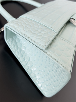 Women’s Hourglass Small Handbag Crocodile Embossed In Mint Blue