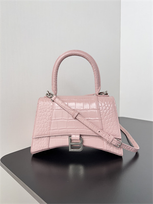Women’s Hourglass Small Handbag Crocodile Embossed In Ice Pink