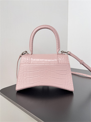 Women’s Hourglass Small Handbag Crocodile Embossed In Ice Pink