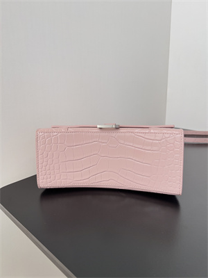 Women’s Hourglass Small Handbag Crocodile Embossed In Ice Pink