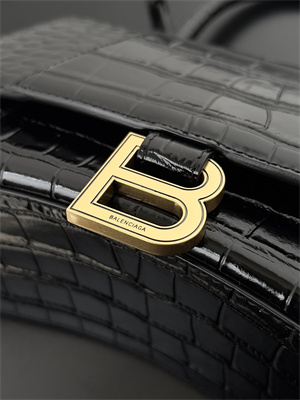 Women’s Hourglass Small Handbag Crocodile Embossed In Black-Gold