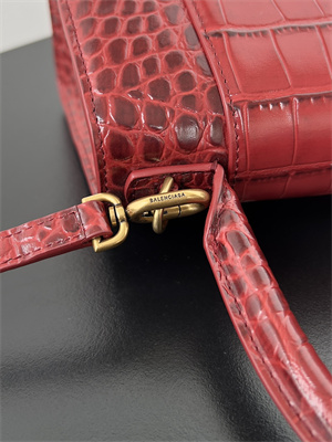 Women’s Hourglass Small Handbag Crocodile Embossed In Red