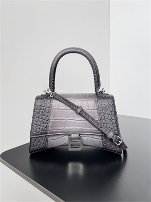 Women’s Hourglass Small Handbag Crocodile Embossed In Gradient Grey