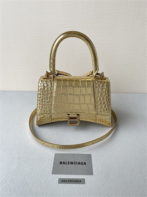 Women’s Hourglass Small Handbag Crocodile Embossed In Gold
