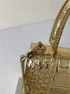 Women’s Hourglass Small Handbag Crocodile Embossed In Gold