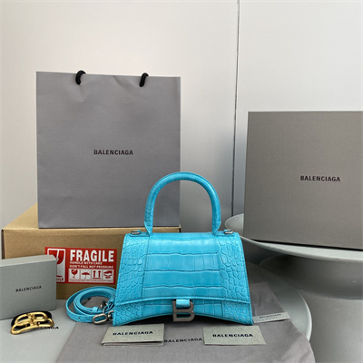 Women’s Hourglass Small Handbag Crocodile Embossed In Blue