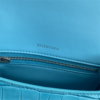 Women’s Hourglass Small Handbag Crocodile Embossed In Blue