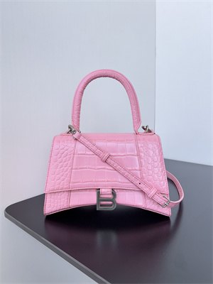 Women’s Hourglass Small Handbag Crocodile Embossed In Peach Pink