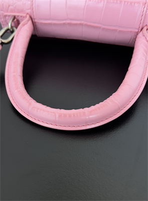 Women’s Hourglass Small Handbag Crocodile Embossed In Peach Pink