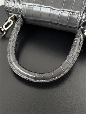 Women’s Hourglass Small Handbag Crocodile Embossed In Smoky Grey