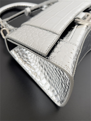 Women’s Hourglass Small Handbag Crocodile Embossed In Silver