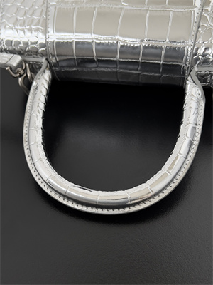 Women’s Hourglass Small Handbag Crocodile Embossed In Silver