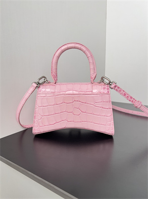 Women’s Hourglass XS Handbag Crocodile Embossed In Paris Pink-Silver