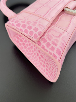 Women’s Hourglass XS Handbag Crocodile Embossed In Paris Pink-Silver