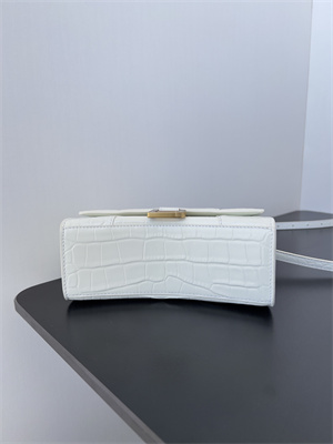 Women’s Hourglass XS Handbag Crocodile Embossed In White-Gold