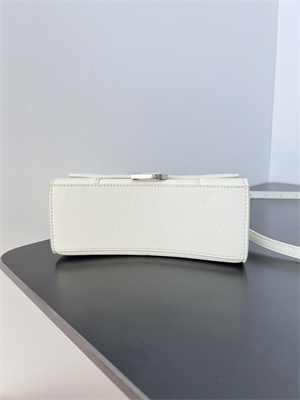 Women’s Hourglass XS Handbag Grained Calfskin In White-Silver