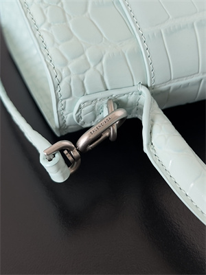 Women’s Hourglass XS Handbag Crocodile Embossed In Mint Blue-Silver