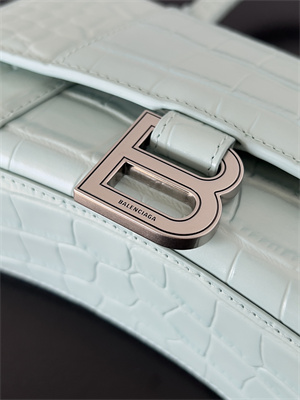 Women’s Hourglass XS Handbag Crocodile Embossed In Mint Blue-Silver