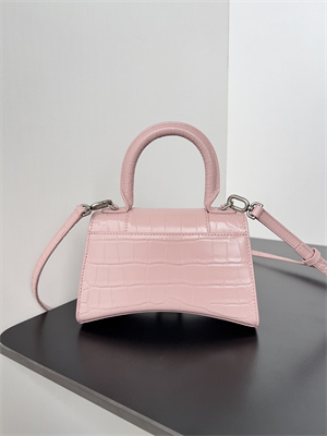 Women’s Hourglass XS Handbag Crocodile Embossed In Ice Pink-Silver