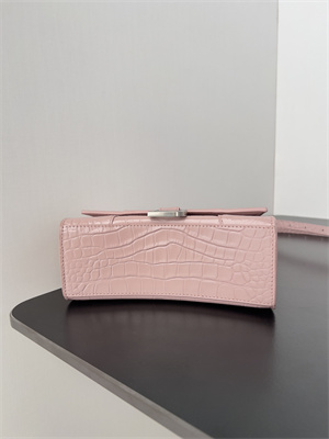 Women’s Hourglass XS Handbag Crocodile Embossed In Ice Pink-Silver