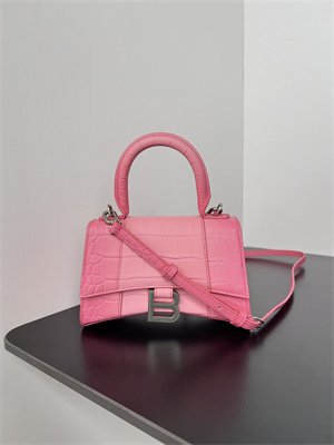 Women’s Hourglass XS Handbag Crocodile Embossed In Gradient Pink-Silver
