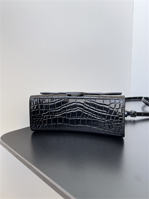 Women’s Hourglass XS Handbag Crocodile Embossed In Black-Black