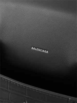 Women’s Hourglass XS Handbag Crocodile Embossed In Black-Silver