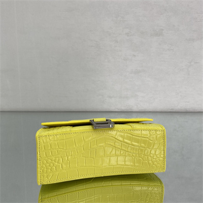 Women’s Hourglass XS Handbag Crocodile Embossed In Yellow-Silver